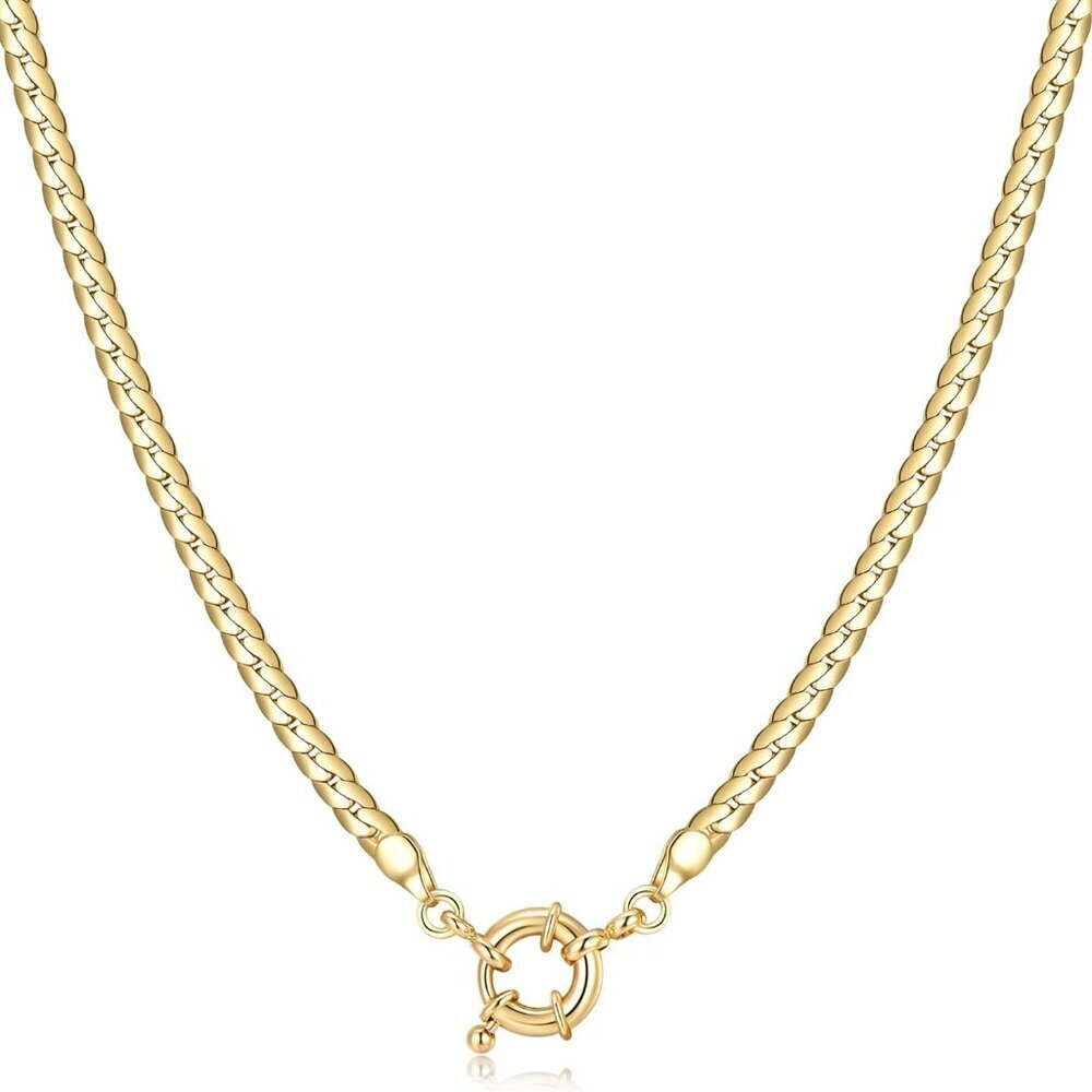 14K Gold Plated Dainty Choker Necklace for Women & Girls | Snake, Cuban Link, Pa